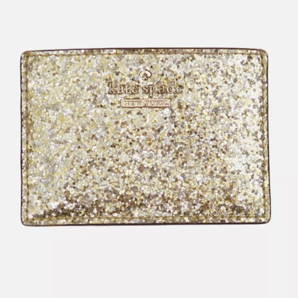 Gold Kate Spade Glitter Card Holder